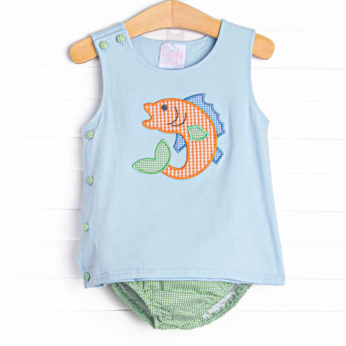 Fresh Water Catch Applique Diaper Set, Green
      
      
      
        –
        Stitchy Fish