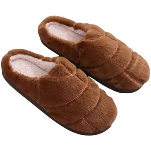 Mexican Concha Slippers for Women Men Concha Pantuflas Slippers Warm Soft Fluffy Plush House Slippers Bread House Slipper
