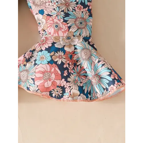 letter print short sleeve romper flared pants headscarf - Temu