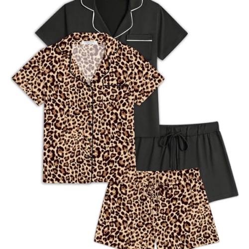 Ekouaer Womens Pajamas Set 2 Pack Button Down Summer Short Sleeve Pjs S-XXL