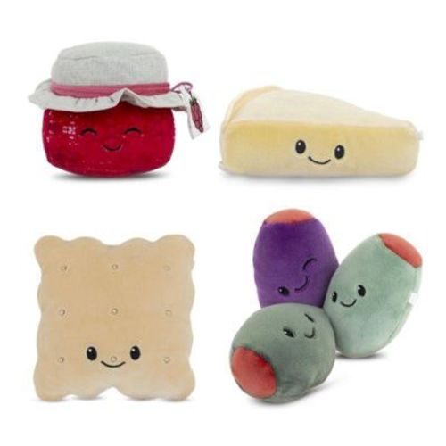 Charcuterie Box Set Brie Cheese, Jam, Olives, Square Cracker 4pc Plush - Gigglescape™