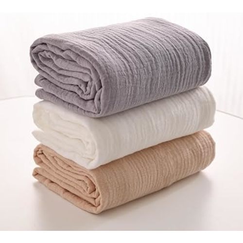 Swaddle Blankets for Newborn, 3 Pack Breathable Soft Receiving Blanket, Large 38 x 40 inches Swaddle Wrap Burping Clothes (3-piece Set (Grey + White + Peach Pink))