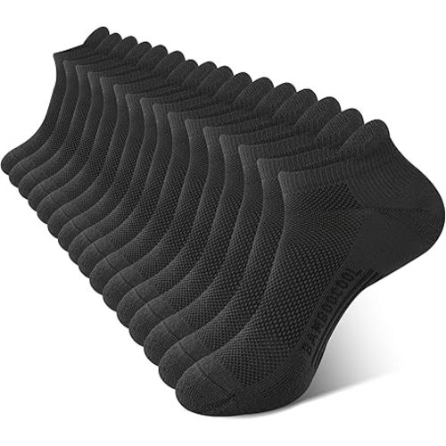 BAMBOO COOL Men's Ankle Socks Athletic Cushioned Moisture Wicking, Running Socks Arch Support Breathable, Heel Tab 8 Pack