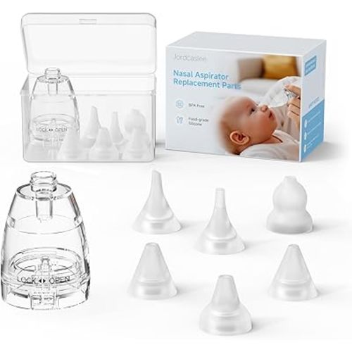 Nasal Aspirator Replacement Parts Set Compatible with GROWNSY, X-Bosak, Navage, Watolt Baby Nose Sucker for Baby & Toddlers, 6 Soft Silicone Tips with Suction Chamber