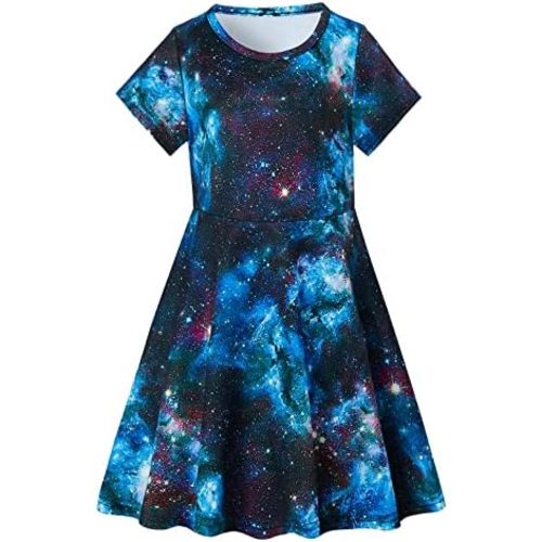 ALISISTER Little Girls Dress Short Sleeve Toddler Summer Sundress 2-9T