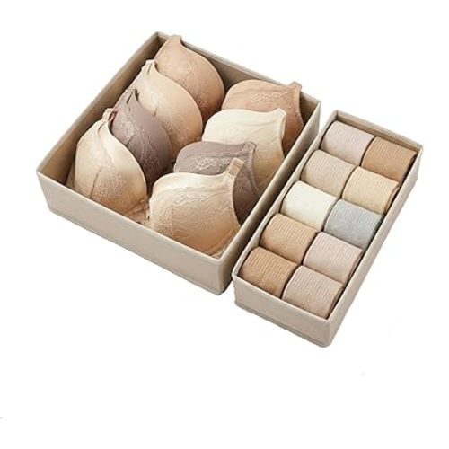Underwear Drawer Organizer, 2 Pack, Khaki