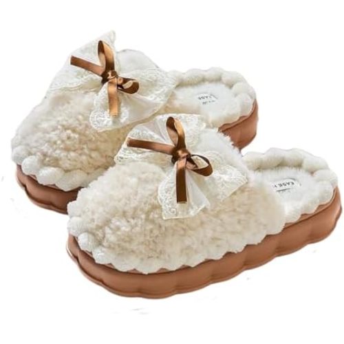 Cute Butterfly Fuzzy Women's Slippers Winter Fluffy Open Toe House Slippers Slip On Plush Bedroom Shoes Indoor Outdoor