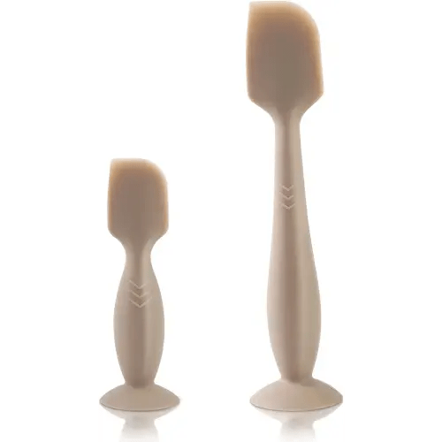 Diaper Cream Spatula, 2 Pack Butt Spatula Baby, Full-Size + Mini Silicone Diaper Cream Applicator for Babies, Newborn Baby Necessities (Brown)