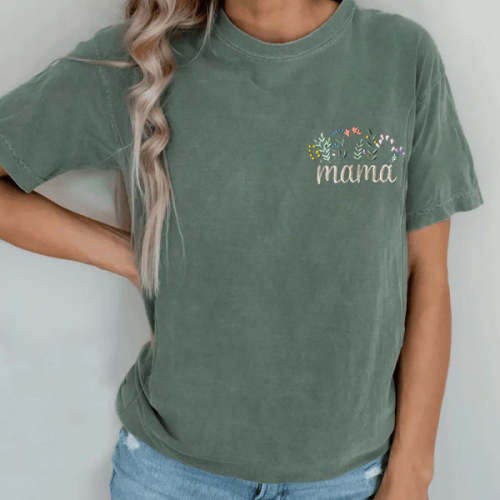 Floral Mama Embroidered Nursing T-Shirt