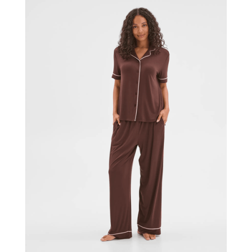 Soft Comfort Bamboo Top and Pants Pyjama Set - Chocolate