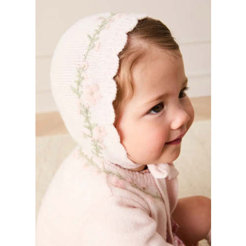 Wildflower Embroidered Bonnet in Pink (Size Large)