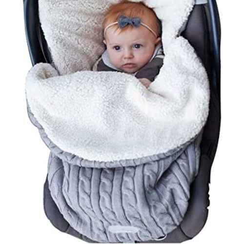 XMWEALTHY Baby Girls Boys Wrap Swaddle Blankets Newborn Infant Knit Plush Receiving Blankets Sleeping Sack Grey