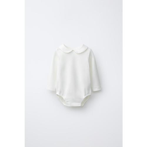 PETER PAN COLLAR BODYSUIT - Oyster-white | ZARA United States