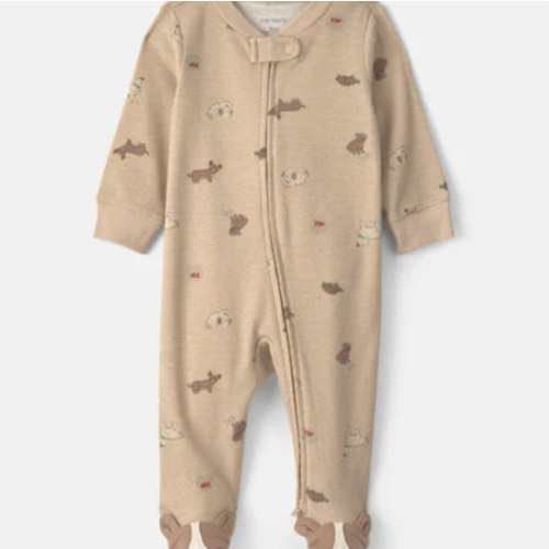 Baby Dog Cotton 2-Way Zip Sleep & Play Pajamas - Brown | Carter's