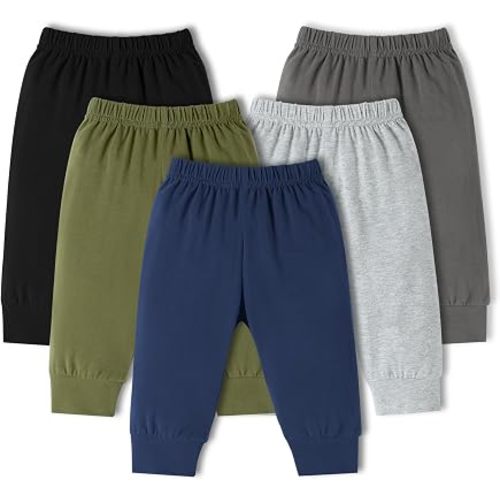 5 Pack Baby Boys Pants Toddler Pull on Sweatpants Infant Cotton Joggers