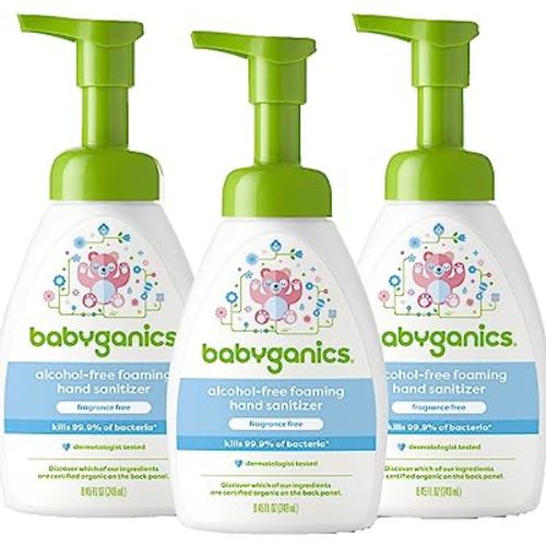 Babyganics Foaming Pump Hand Sanitizer, Alcohol Free, Fragrance Free, Kills 99.9% of Common Bacteria, Moisturizing, 8.45 Fl Oz (Pack of 3)