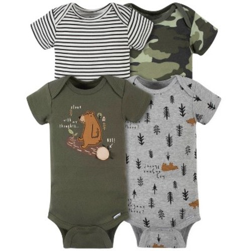 Onesies® Brand Baby Boys Short Sleeve Bodysuits, 4-Pack, Bear, 3-6 Months