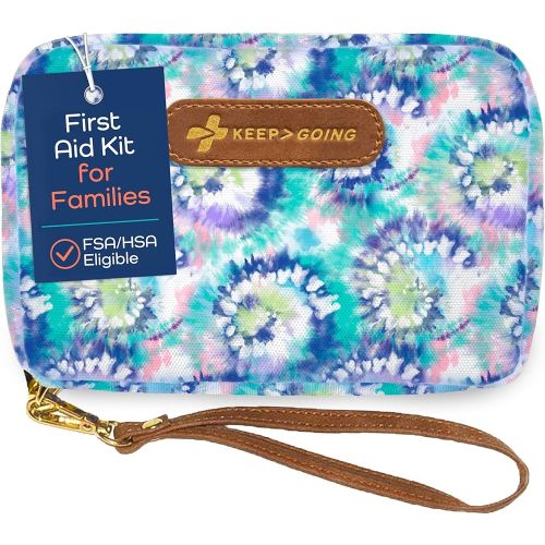 KeepGoing Travel First Aid Kit for Kids – 130 Pc. for Car, Home, Purse, Diaper Bag & Backpack with Latex-Free Bandages - Mini First Aid Kit Travel Size TSA-Approved