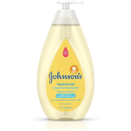 Johnson's Head-to-Toe Gentle Tear-Free Baby & Newborn Wash & Shampoo, Sulfate-, Paraben- Phthalate- & Dye-Free, Hypoallergenic Wash for Sensitive Skin & Hair, 27.1 fl. Oz