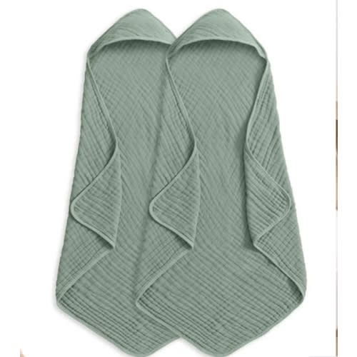 Comfy Cubs Hooded Baby Towels - 6 Layer, 100% Muslin Cotton - Large 32 x 32 Inch, Unisex