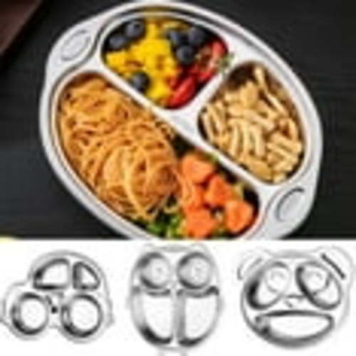 Travelwant Baby Plate - Self Feeding Training Storage Divided Plate, Stainless Steel Baby Toddler Bowl and Dish, Fits for Most Hairchairs Trays, Microwave Dishwasher Safe
