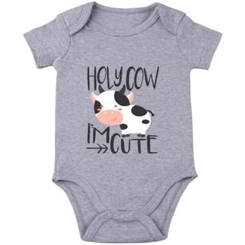 SproutJoy Mooooody Baby Bodysuit Cow Print Bodysuit for Baby Cow Stuff Clothes Cute Babies Romper Unisex