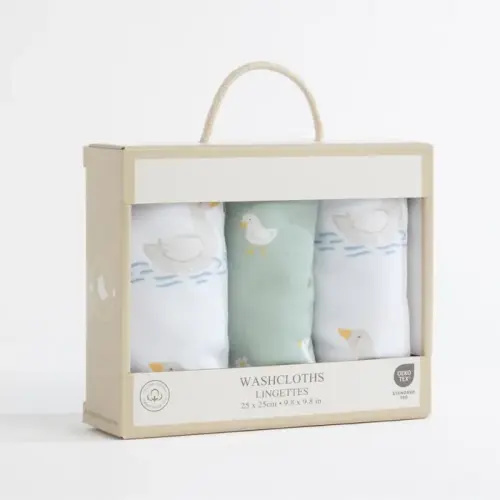 Living Textiles 3 Pack Wash Cloths Goosey Goosey | Baby Bunting AU