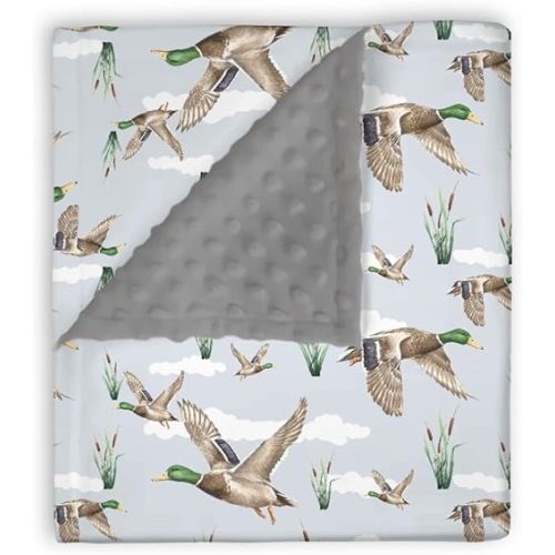 EyMzcod Mink Baby Boys Blanket Mallard Duck Hunting, Wild Lake Bird Animal Hunter Reed Soft Plush Double Layer Dotted Backing Receiving Swaddle, Newborn Infant Toddler Nursery Crib Bedding 30 x 40