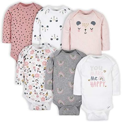 Gerber Baby Girls' 6-pack Long-sleeve Onesies Bodysuits