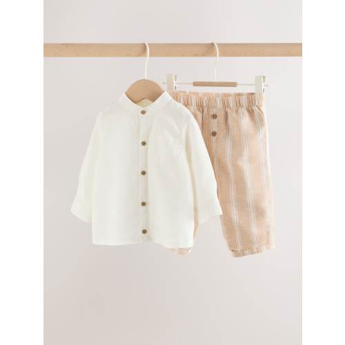 White/Orange Stripe Shirt and Trousers Baby Set (0mths-3yrs)