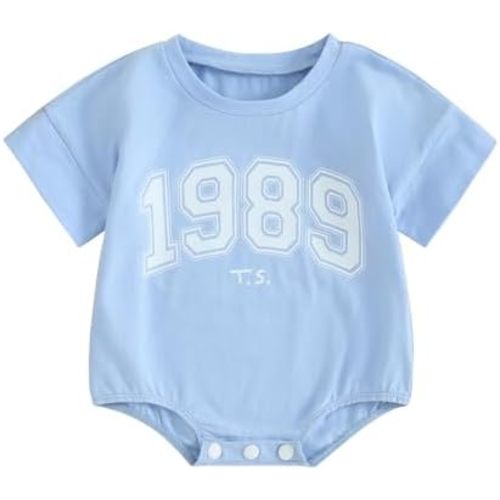 Infant Baby Girl Summer Clothes Short Sleeve Crewneck Letter Oversized Romper Shirt Bodysuit Cute Newborn Outfit