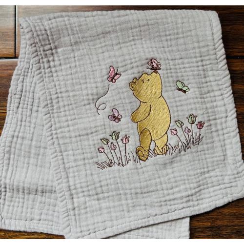 Snuggle Time Winnie The Pooh Embroidered Burp Cloth