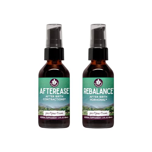 WishGarden AfterEase Postpartum Contraction Drops + ReBalance Postpartum Hormone Level Support (2-2oz Bundle)