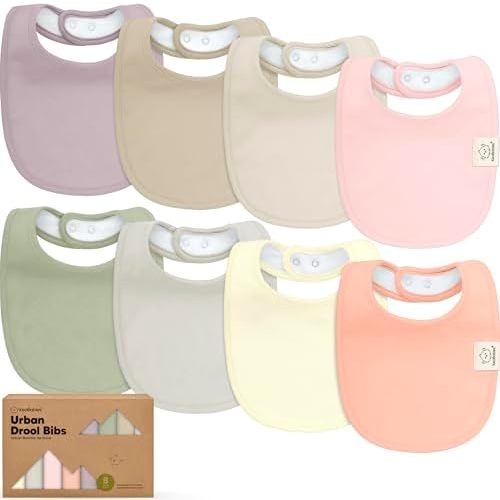 8-Pack Organic Baby Bibs for Boys, Girls - Soft Cotton Drooling and Teething Bibs for Baby Girl & Boy