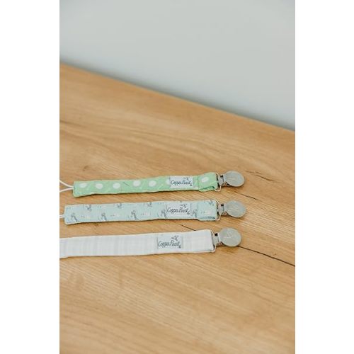 Copper Pearl Pacifier Clip 3-Pack: Premium Knit Binky Clips for Baby Girls and Boys - Stylish Stainless Steel Pacifier Holder Clip - Baby Pacifier Clips for No More Floor Drops - Bogey