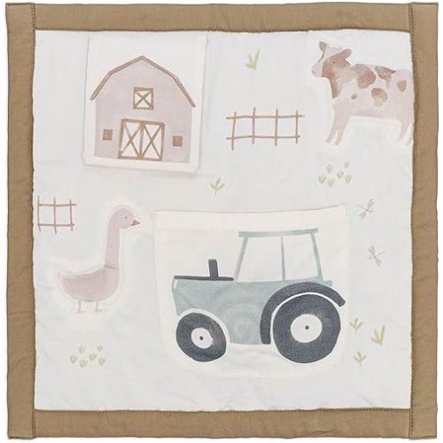 Crane Baby Charlie Farmhouse Activity Travel Mat for Baby, Portable Baby Play Mat, 12" x 20", Barnyard Nursery Decor, Tractors & Barn Animals, Foldable Floor Playmat for Tummy Time, Crawling & Travel