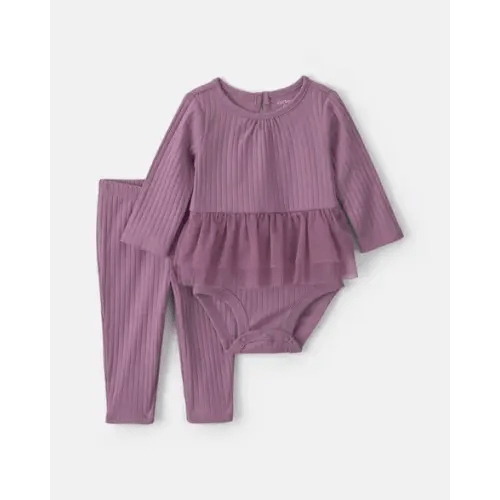 Baby Girl 2-Piece Long-Sleeve Bodysuit & Tulle Pant Set - Purple | Carter's