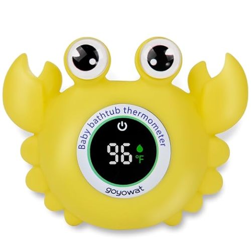Baby Bath Thermometer,Baby Bath,Newborn Swimming Safety Toy,Bathtub Water Thermometer,Large Eyed Crab Toy Floating Water Temperature Gauge Baby Temperature Warning,Girl Baby Pink
