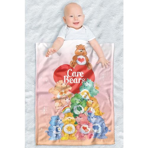 LOGOVISION Care Bears Lightweight Baby Blanket, 30"X40", Beary Big Pile Unisex for Infants Girls & Boys