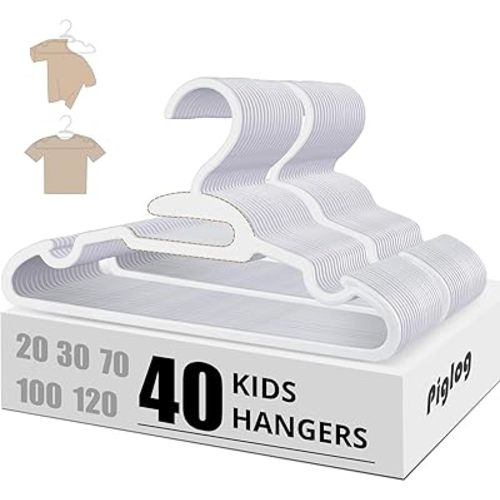 Baby Clothes Hangers - White Baby Hangers 40 Pack Plastic Coat Hanger for Kids Infants Babies Newborn Child Closet Hanger for Nursery Boys and Girls Hangers Kids Size, Non-Slip