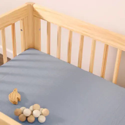 Babyletto All-Stages Midi Crib Sheet in GOTS Certified Organic Muslin Cotton (Dewdrop)