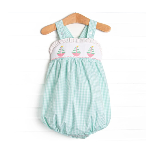 Striped Sails Smocked Bubble, Mint – Stitchy Fish
