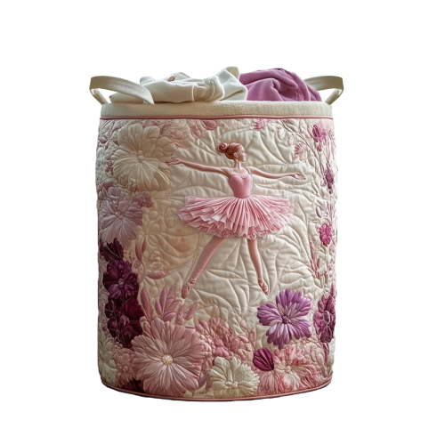 Quilted Laundry Basket Boho Fabric Floral Storage Hamper with Handles for Nursery Bedroom Laundry Room Clothes Blankets Toys Organizer