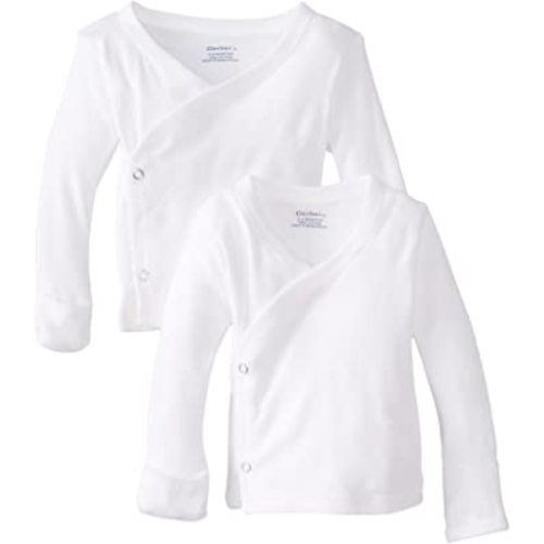 Gerber Baby Girls' 2-Pack Long-Sleeve Side-Snap Mitten-Cuff Shirt