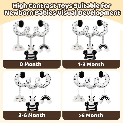 Amazon.com: FQKIOMY Black and White High Contrast Baby Toys - Sensory Infant Hanging Carseat & Stroller Toy for Newborns 0-6,6-12Months Perfect Easter Birthday & Baby Shower for Babies Boys Girls : Toys & Games