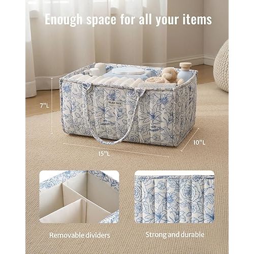 Blissful Diary Baby Diaper Caddy Organizer, Stylish Storage Basket for Newborn Essentials and Diaper Station, Gift for Baby Shower and Registry Must-Have, Sage Green
