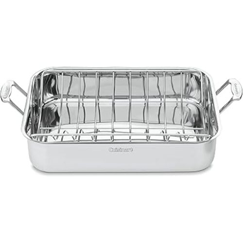 Cuisinart 16-Inch Roaster, Chef's Classic Rectangular Roaster with Rack, Stainless Steel, 7117-16URP1