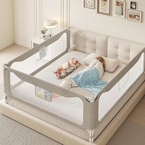 Queen Size Toddler Bed Rail: 3-Side Protection Bedrail for Queen Bed - Extral Tall Adjustable Child Safety Side Railing Guards for Infants Kids Child(78.7x78.7x59”)