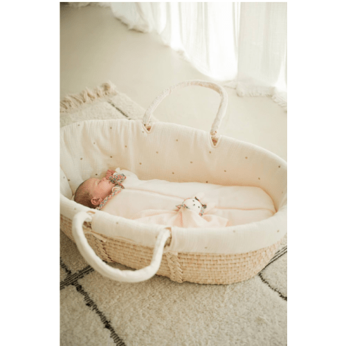 Moses Basket in Woven Natural Fibres for Babies, ENVIE DE FRAISE
