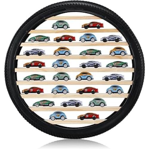 Tire Toy Box Wall Car Display Shelf Model Car Display Case Stand for 1/64 Collectibles Cars,Collectibles,Toy Figurines(Diameter 23.6 Inches)